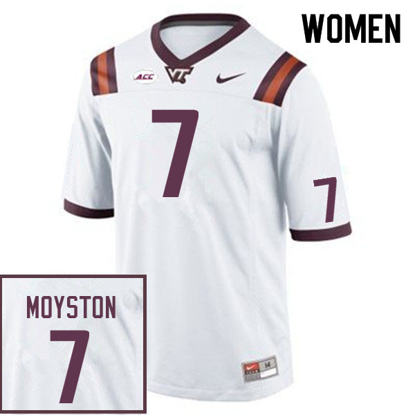 Women #7 Kyree Moyston Virginia Tech Hokies College Football Jerseys Sale-White